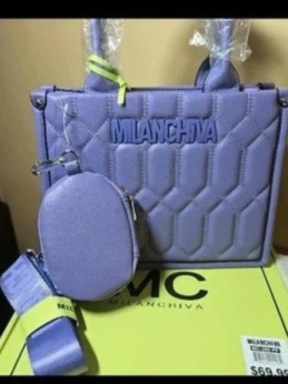 Milanchiva Purple Quilted Crossbody Bag with Coin Pouch